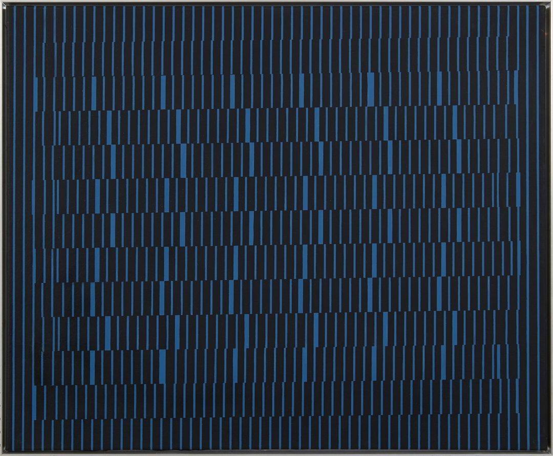 Double Focus II Mid-Century OpArt Abstract Geometric painting, Cleveland school - Painting by Julian Stanczak