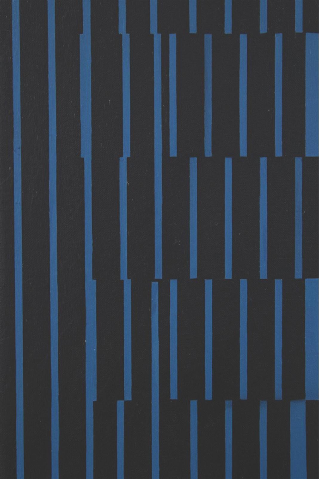 Double Focus II Mid-Century OpArt Abstract Geometric painting, Cleveland school - Black Abstract Painting by Julian Stanczak