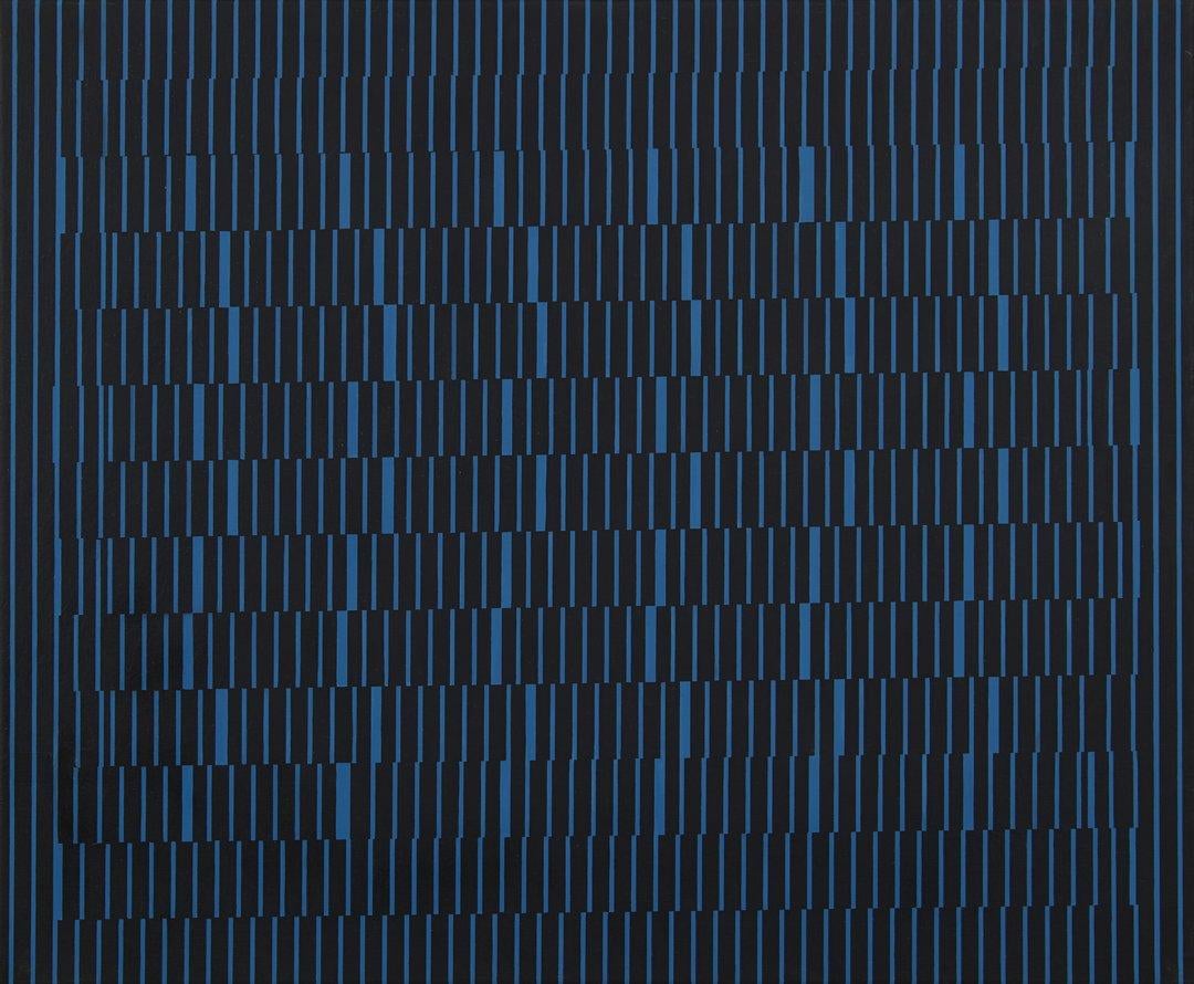 Julian Stanczak Abstract Painting - Double Focus II Mid-Century OpArt Abstract Geometric painting, Cleveland school