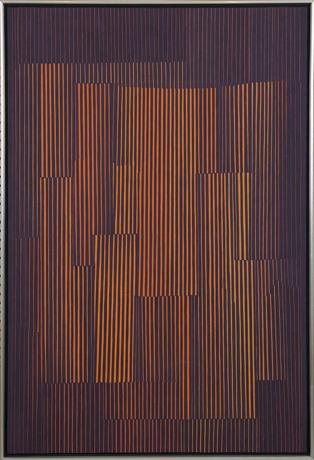 Nocturnal Variants, 1964 OpArt abstraktes geometrisches Acryl, Cleveland School – Painting von Julian Stanczak
