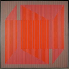 Red is a Red, OpArt red geometric acrylic painting