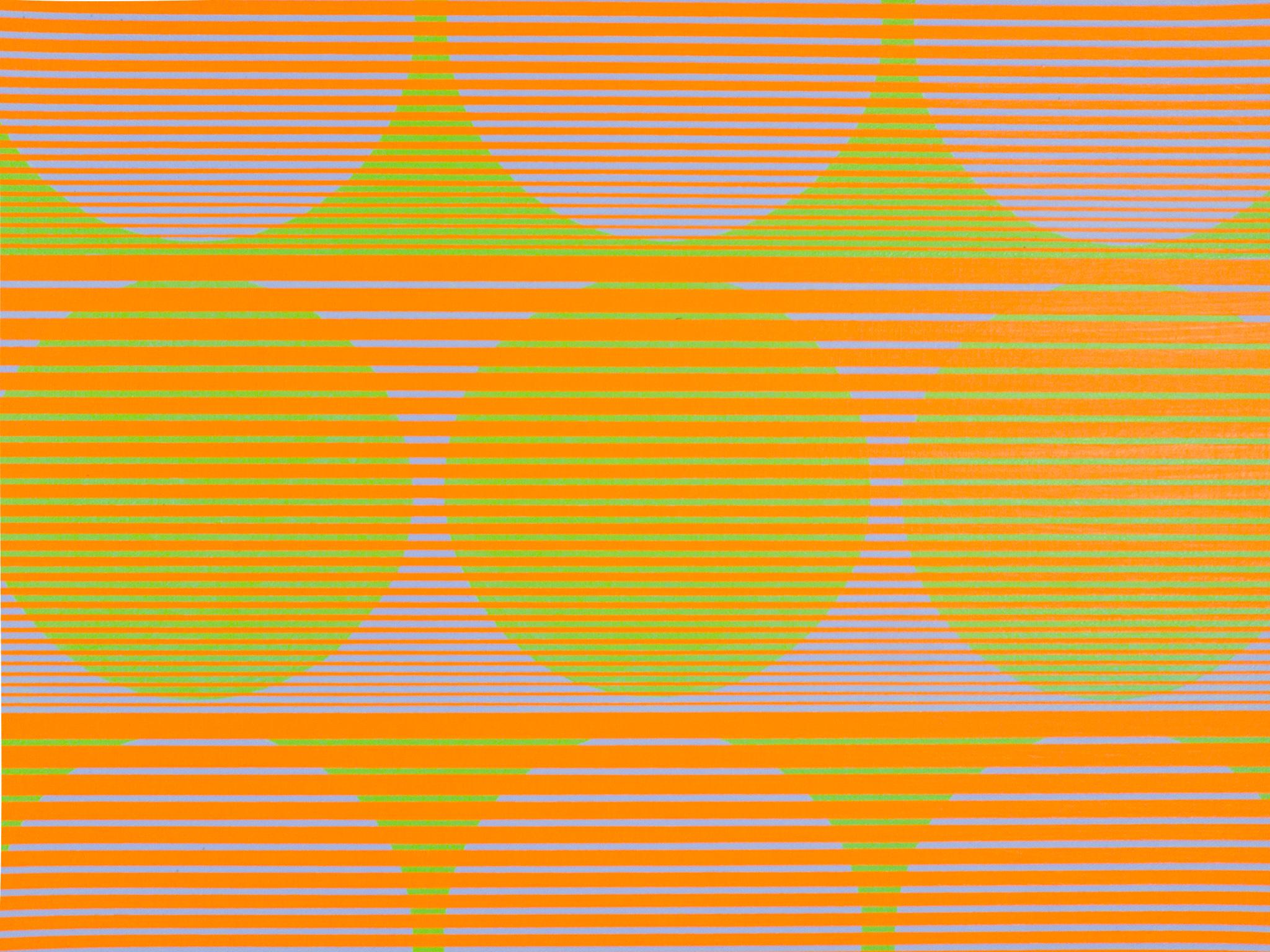 Reihen, 1970, von Julian Stanczak (1928-2017)
Acryl auf Leinwand
27 ¼ x 27 ¼ Zoll ungerahmt (69,215 x 69,215 cm)
28 ½ x 28 ½ Zoll gerahmt (72,39 x 72,39 cm)
Signiert auf der Rückseite
Rückseitig auf dem Keilrahmen datiert und beschriftet