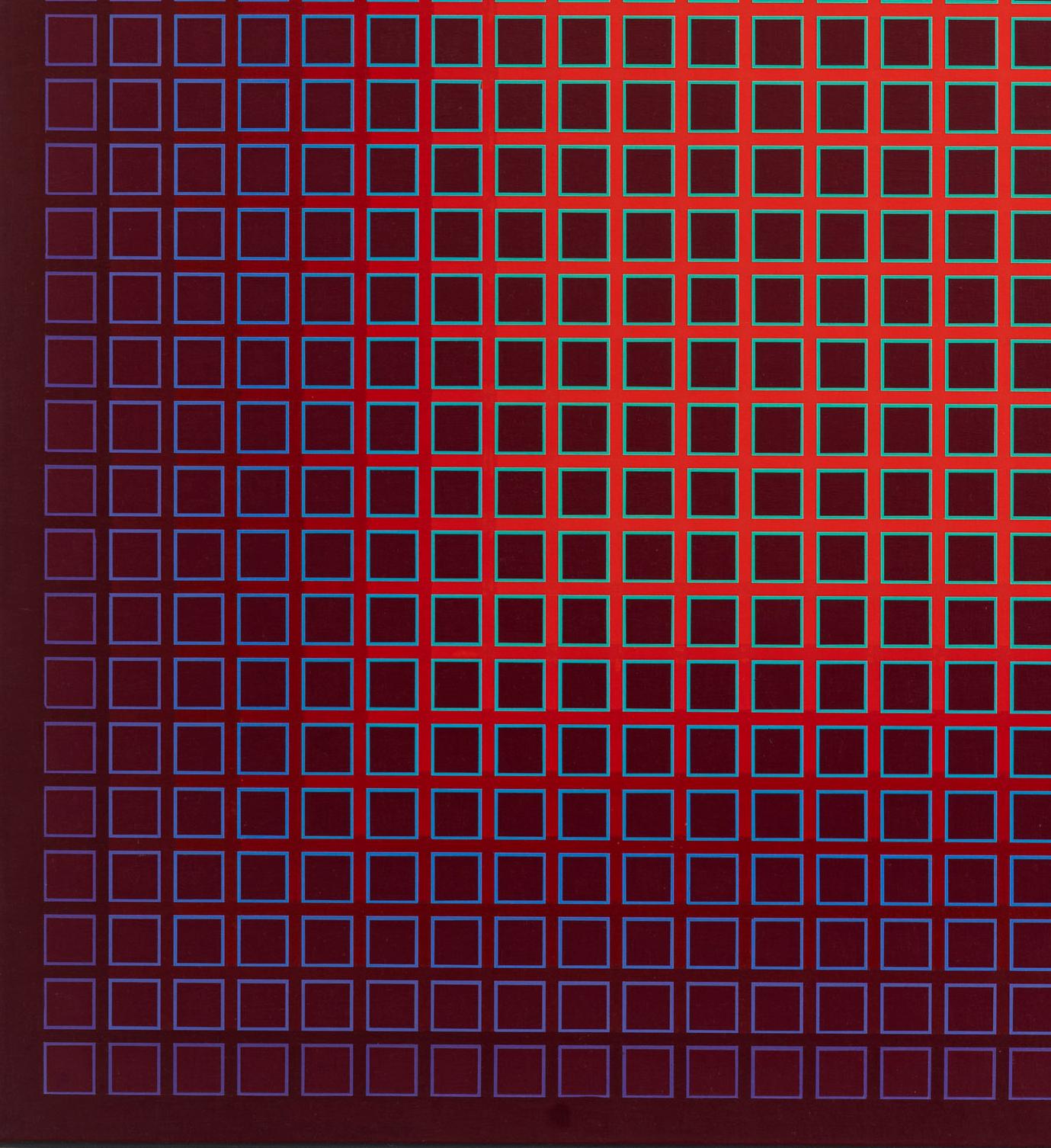 Quadratisches Chroma #4  1980 Rot Blau Violett Lila Geometrische OP ART - Erstaunlich! im Angebot 1