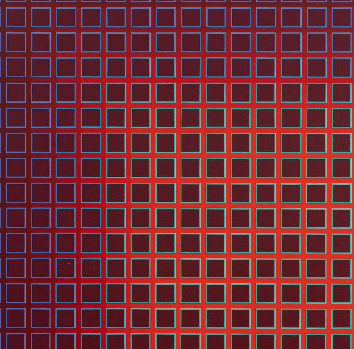 Sequential Chroma #4  1980 Red Blue Violet Purple Geometric OP ART - Amazing! For Sale 2