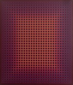 Sequential Chroma #4  1980 Red Blue Violet Purple Geometric OP ART - Amazing!