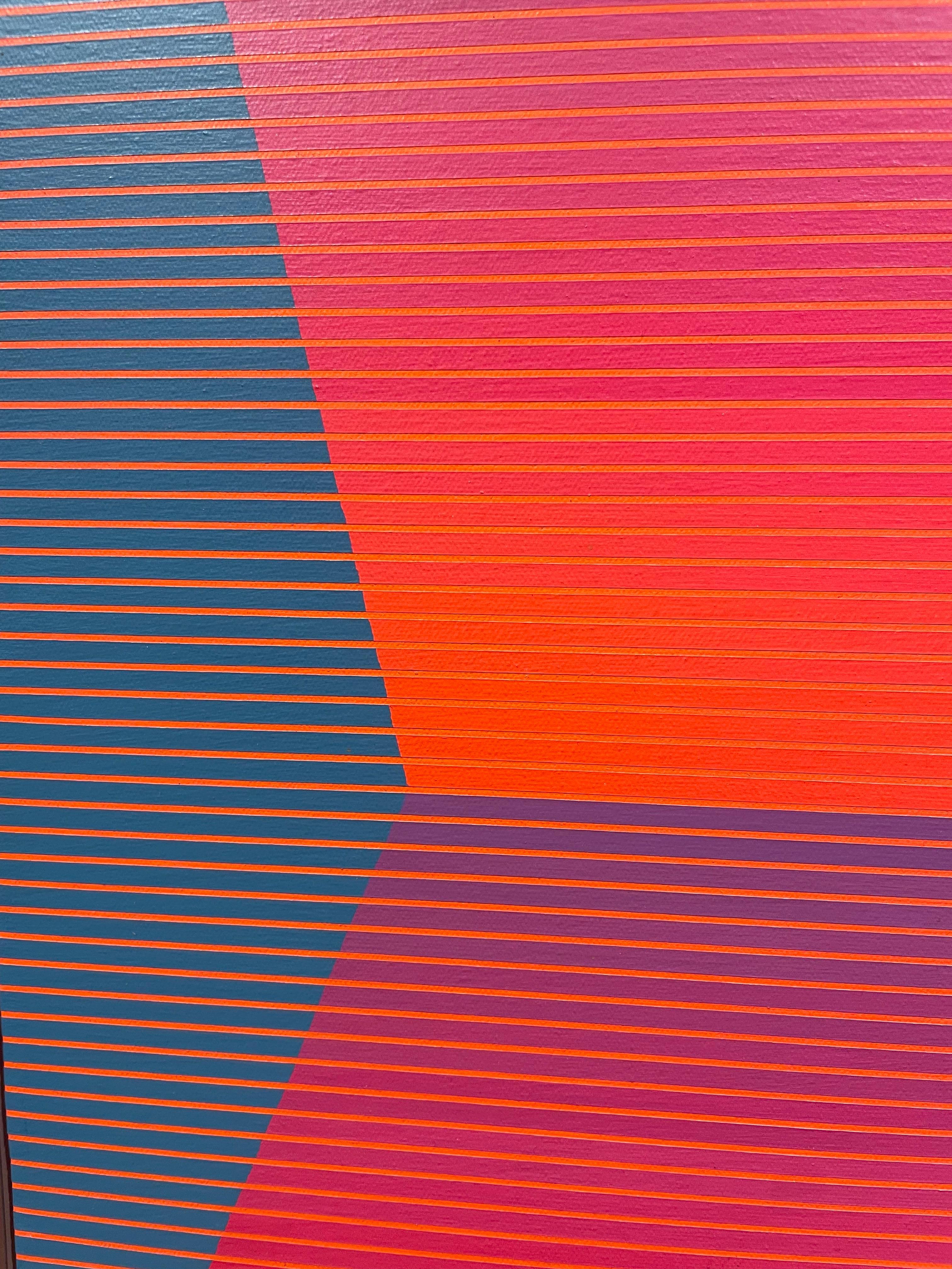Twist & the Rain Mid-Century OpArt Geometric Painting by Cleveland School artist For Sale 7