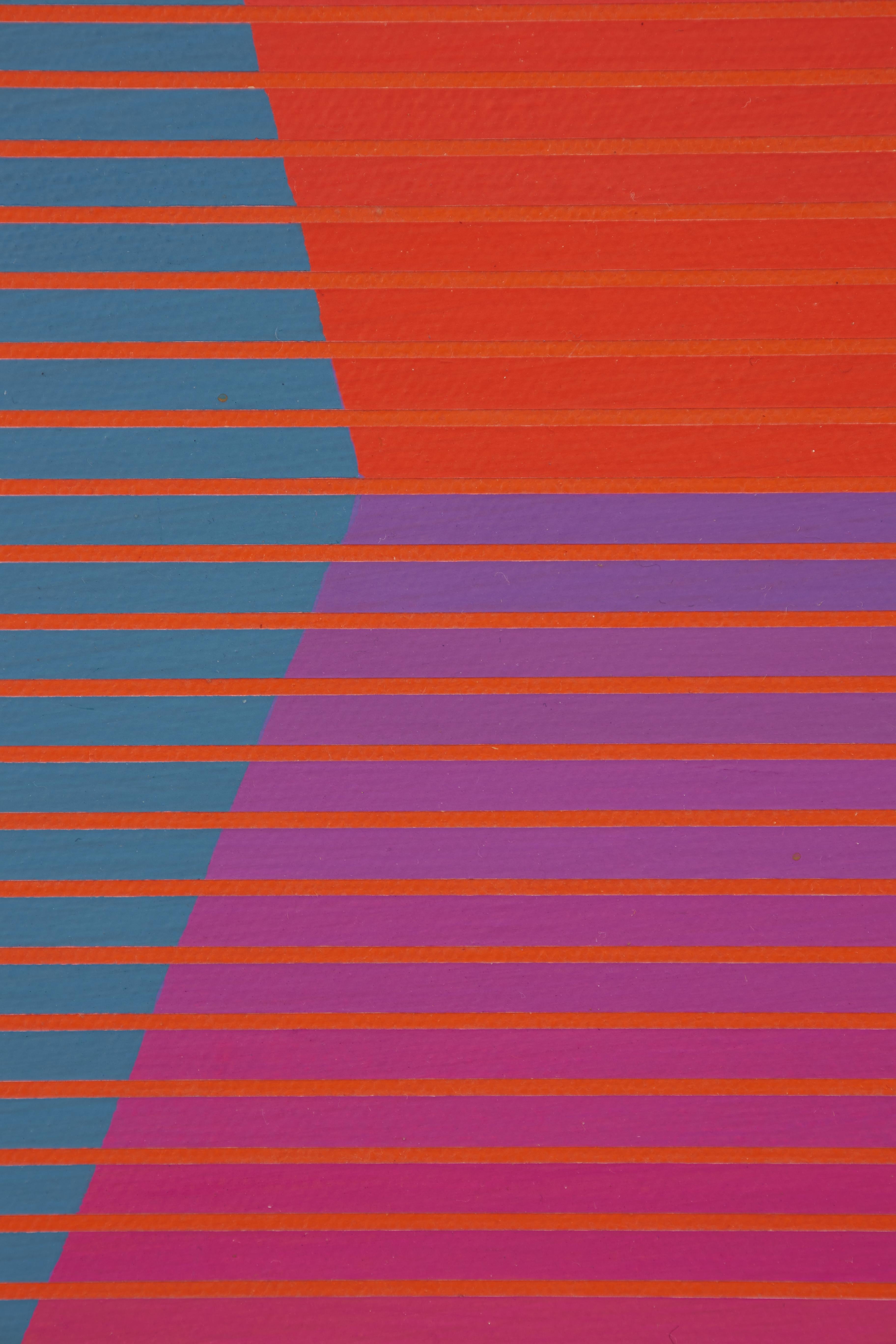 Julian Stanczak (American, 1928-2017)
Twist and the Rain, 1975
acrylic on canvas
signed verso 
30 x 24 inches

Julian Stanczak (American, b. November 5, 1928) was an American painter and printmaker. He was born in Borownica, Poland. When World War
