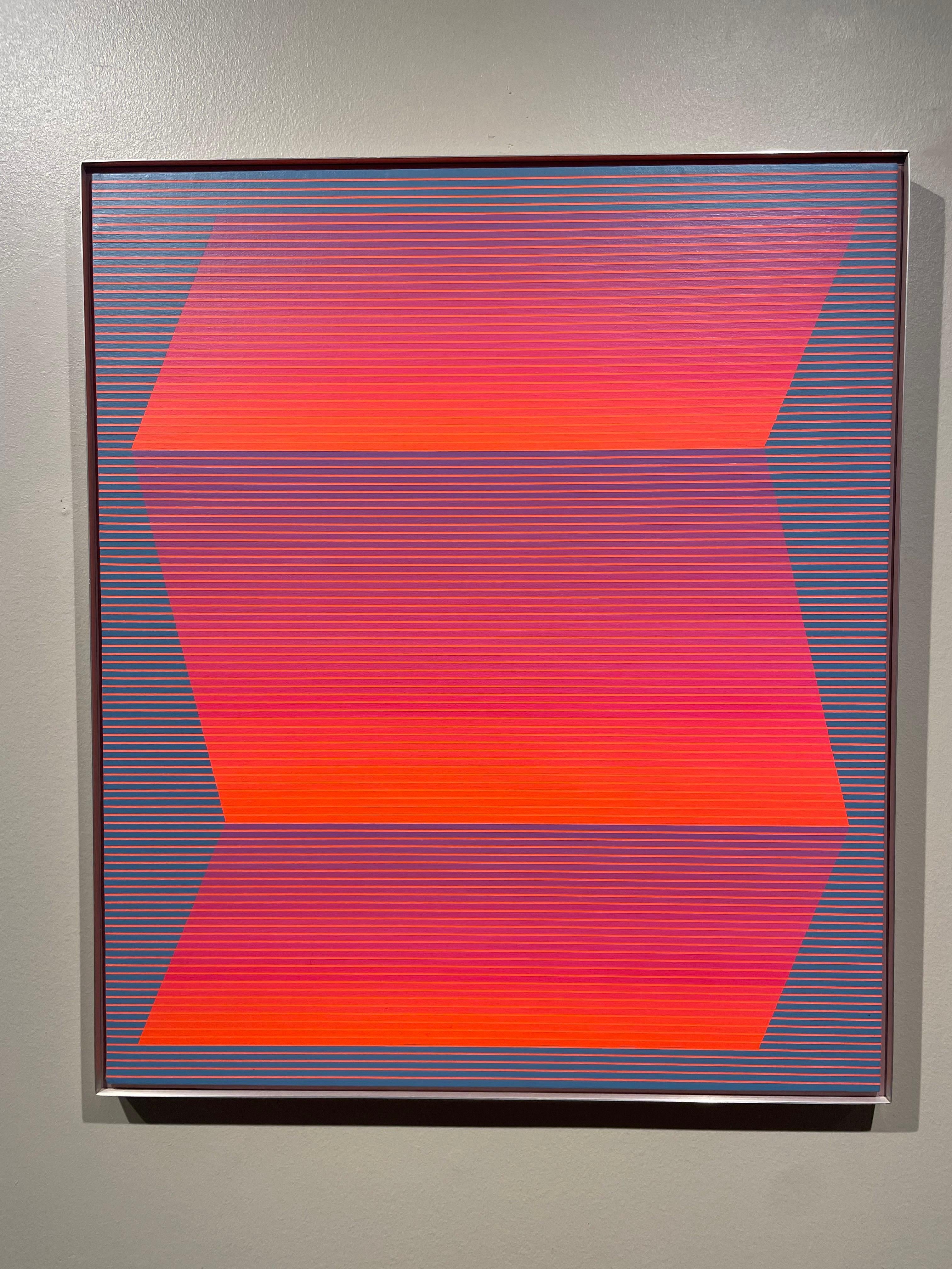 Twist & the Rain Mid-Century OpArt Geometric Painting by Cleveland School artist For Sale 4