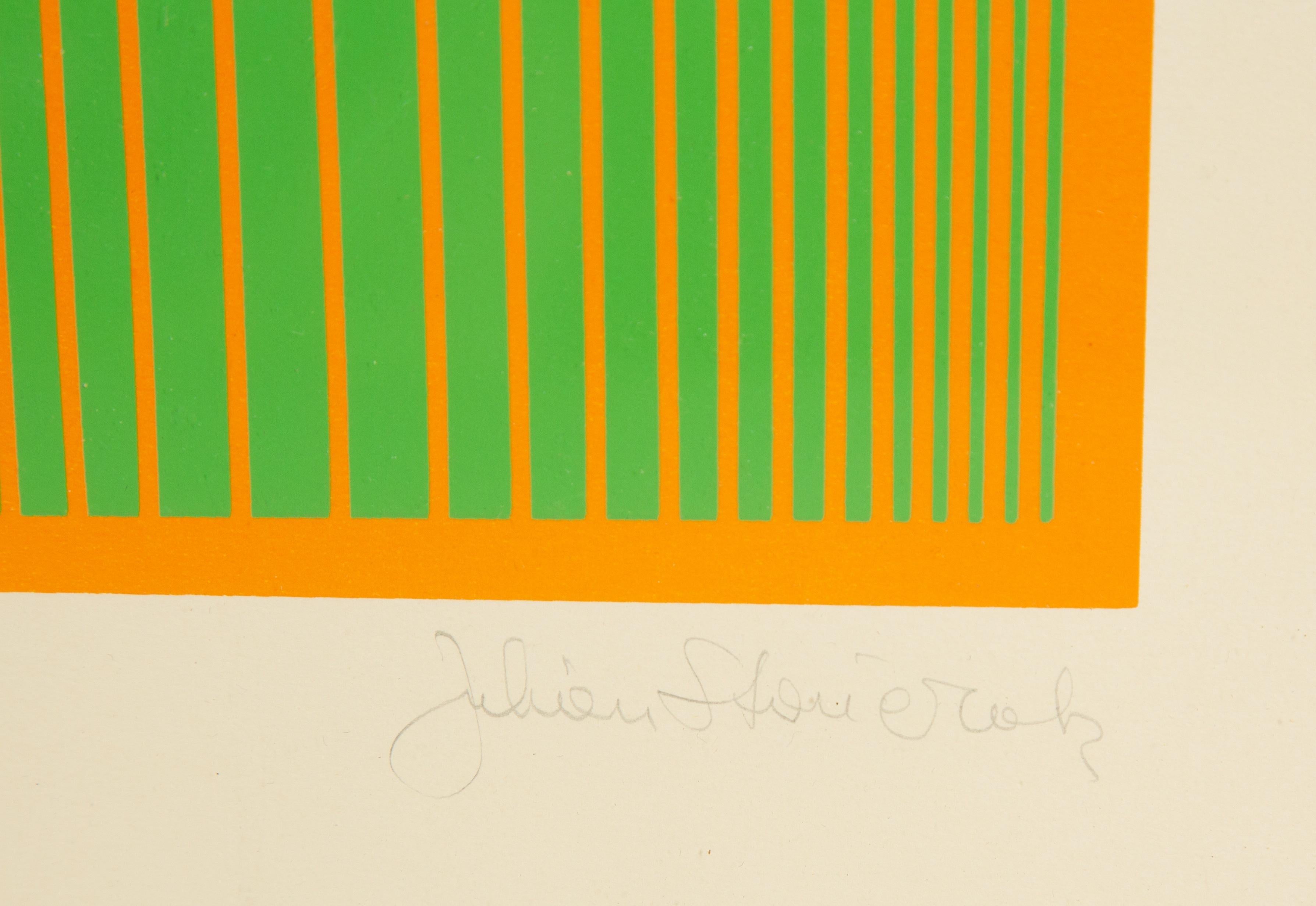 16 Green Circles from the Eight Variants series, 1970 - Op Art Print by Julian Stanczak