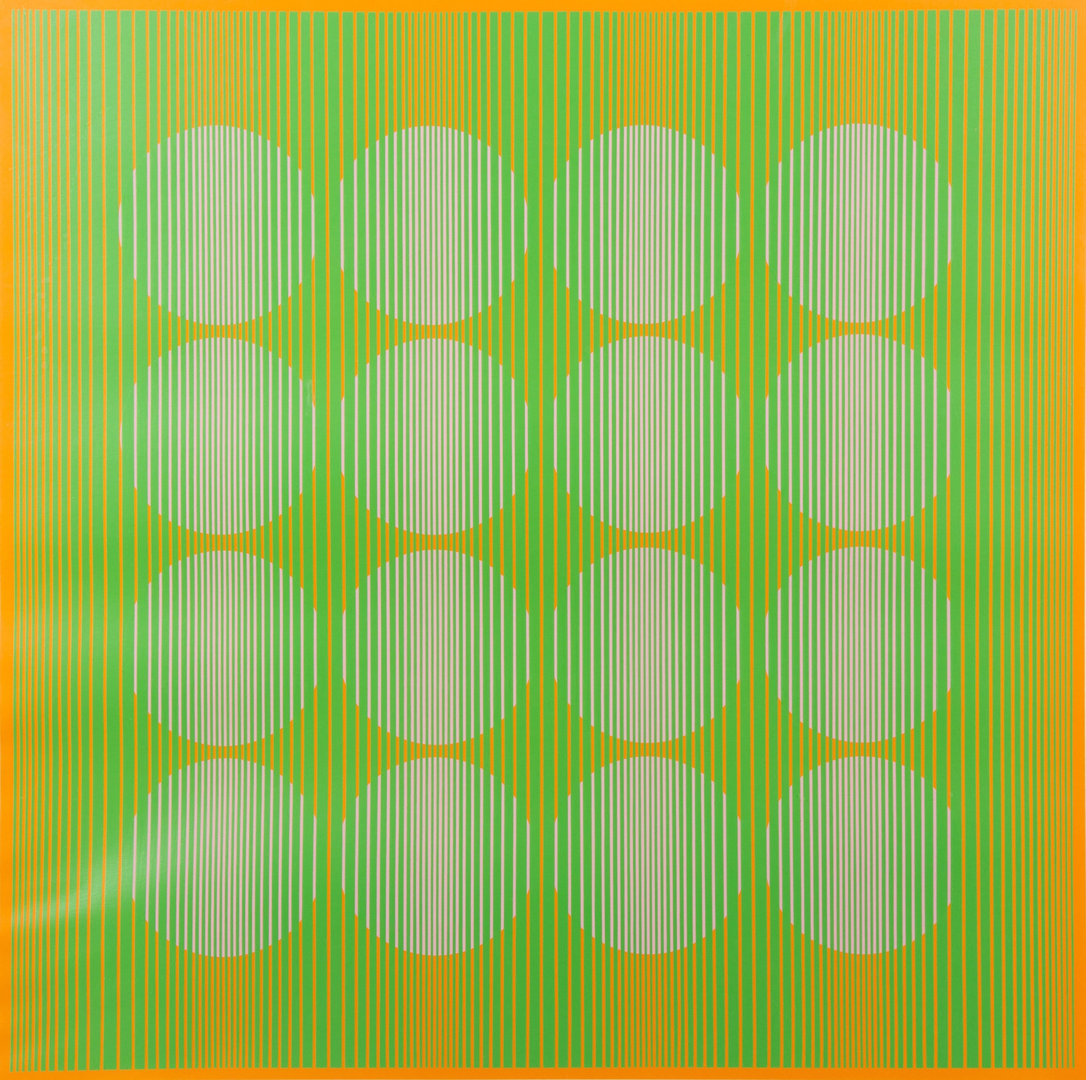 16 cercles verts de la série des huit variantes, 1970 - Print de Julian Stanczak