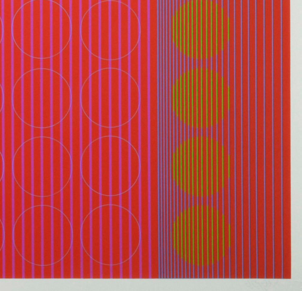 Centered Rings
Screen print, 1971
Signed and numbered in pencil
From: Twelve Progressions
Commissioned by Martha Jackson Graphics
Printer: Domberger, Stuttgart, Germany
Their drystamp lower right corner
Edition: 90 (73/90)
Condition:
