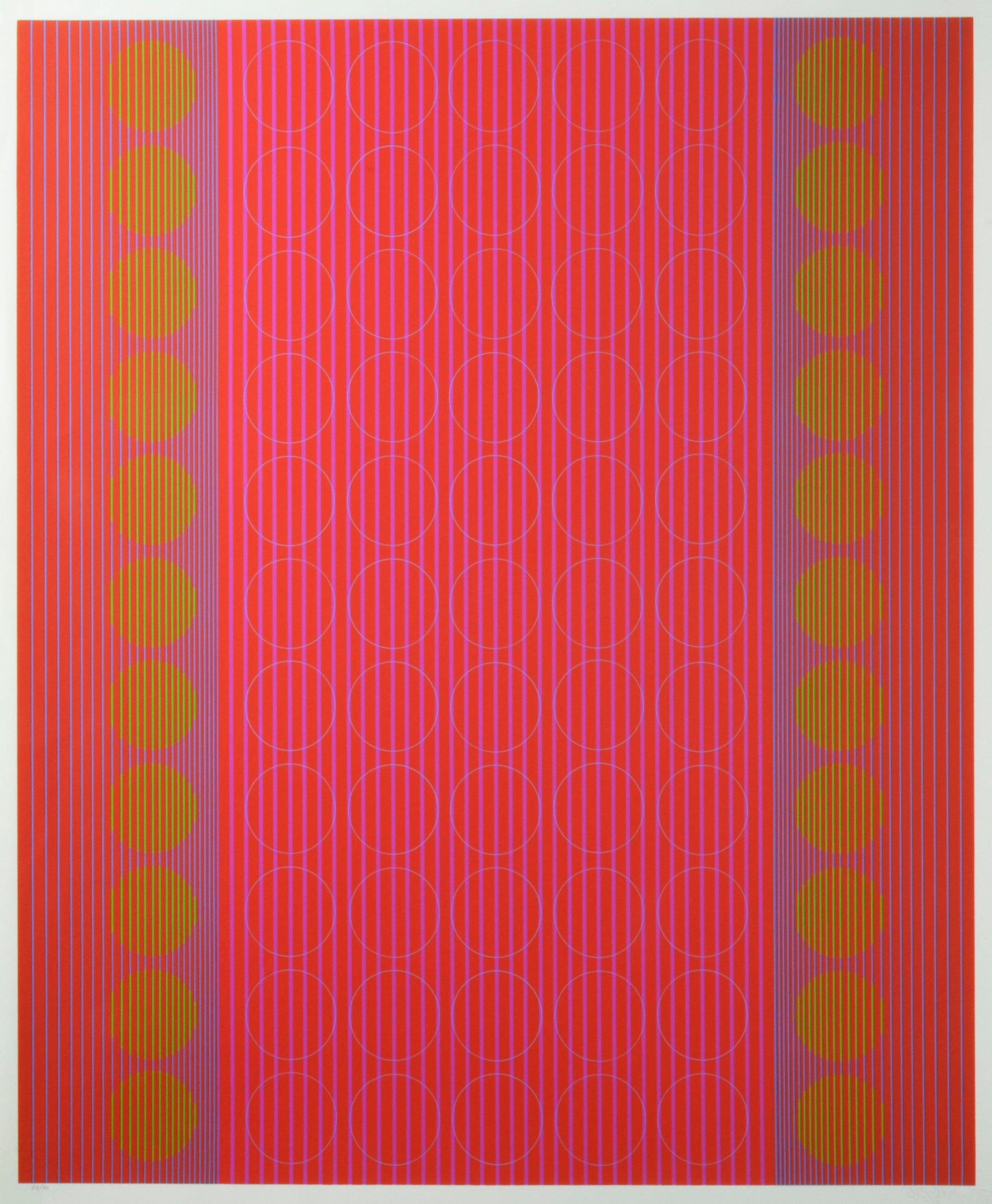 Julian Stanczak Abstract Print - Centered Rings