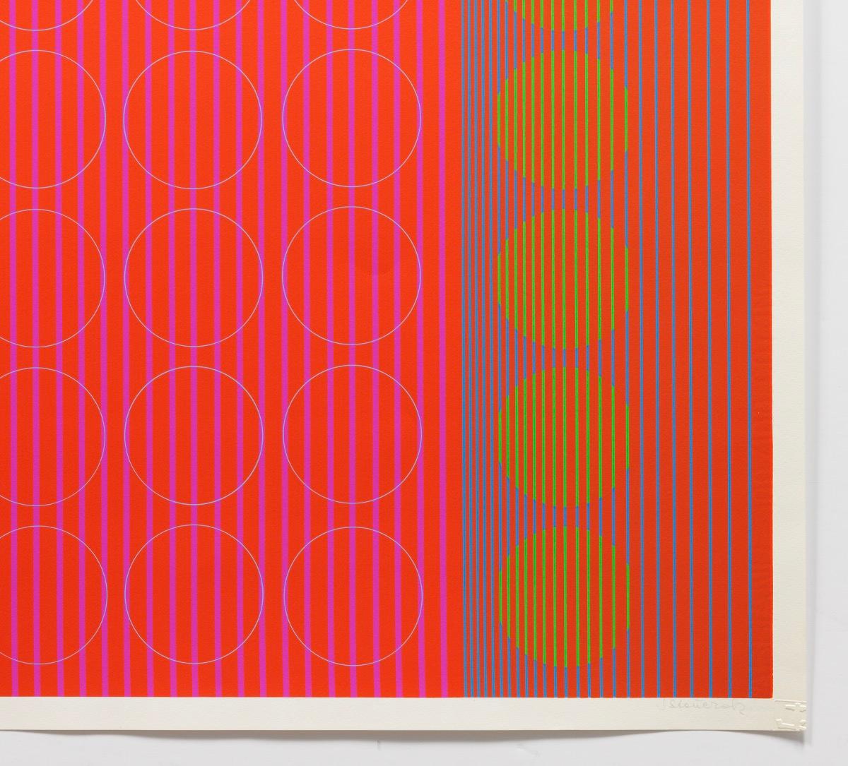 Bagues à centre de table, de douze Progressions - Op Art Print par Julian Stanczak