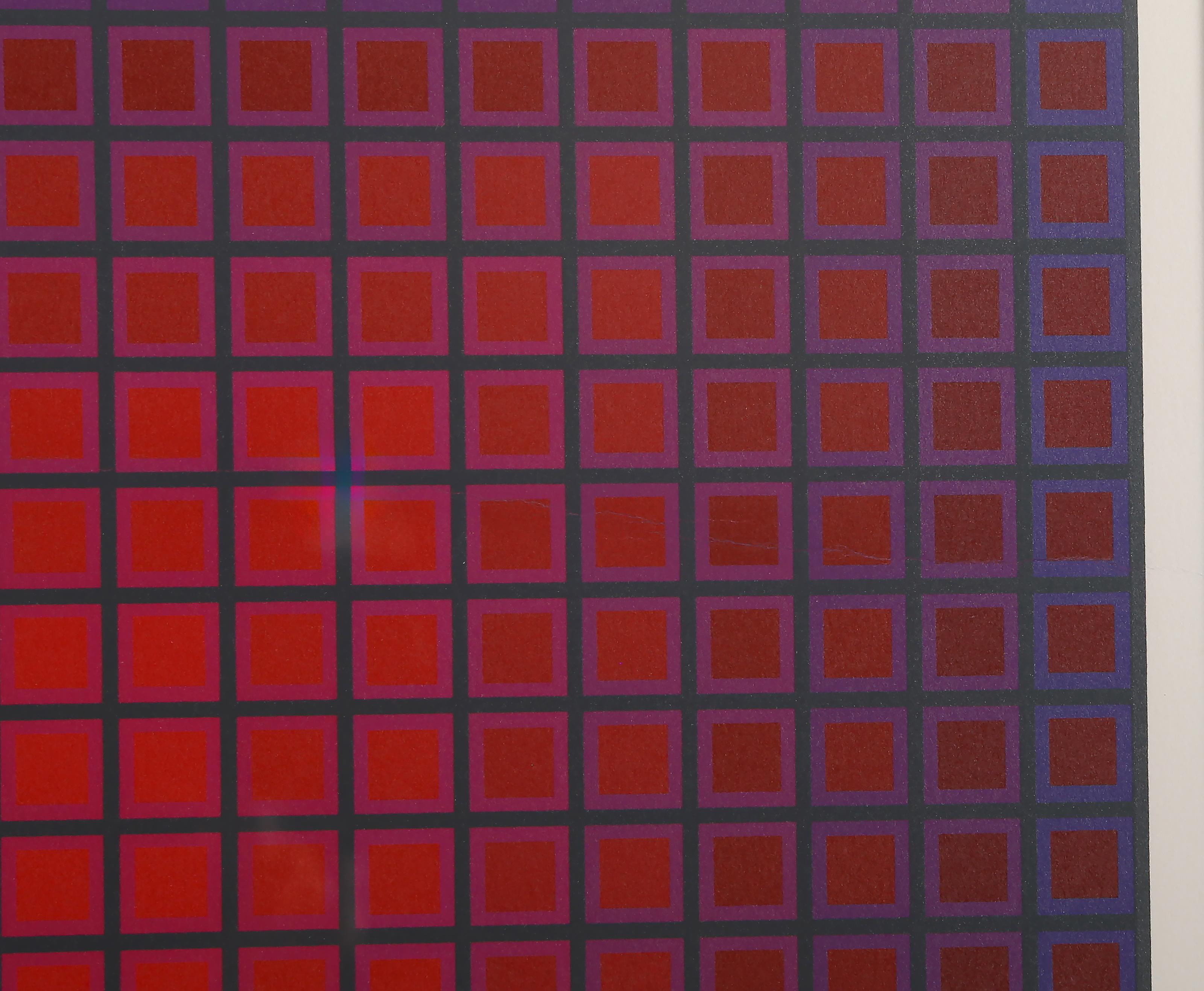 Compounded Red, Op Art Screenprint by Julian Stanczak For Sale 1