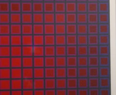 Compounded Red, Op Art Screenprint by Julian Stanczak