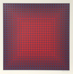 Roter Op-Art-Raumteiler von Julian Stanczak