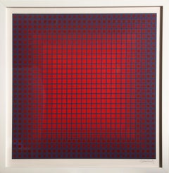 Compounded Red, Op Art Screenprint by Julian Stanczak