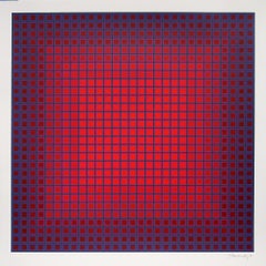 Compounded Red, Op Art Screenprint by Julian Stanczak