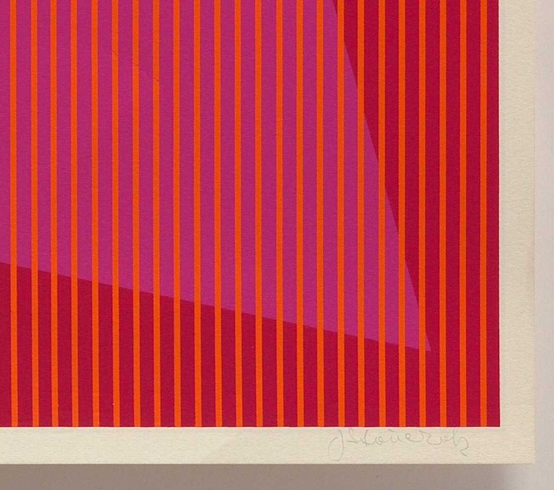 Dédiés, à partir de douze progrès - Rouge Abstract Print par Julian Stanczak