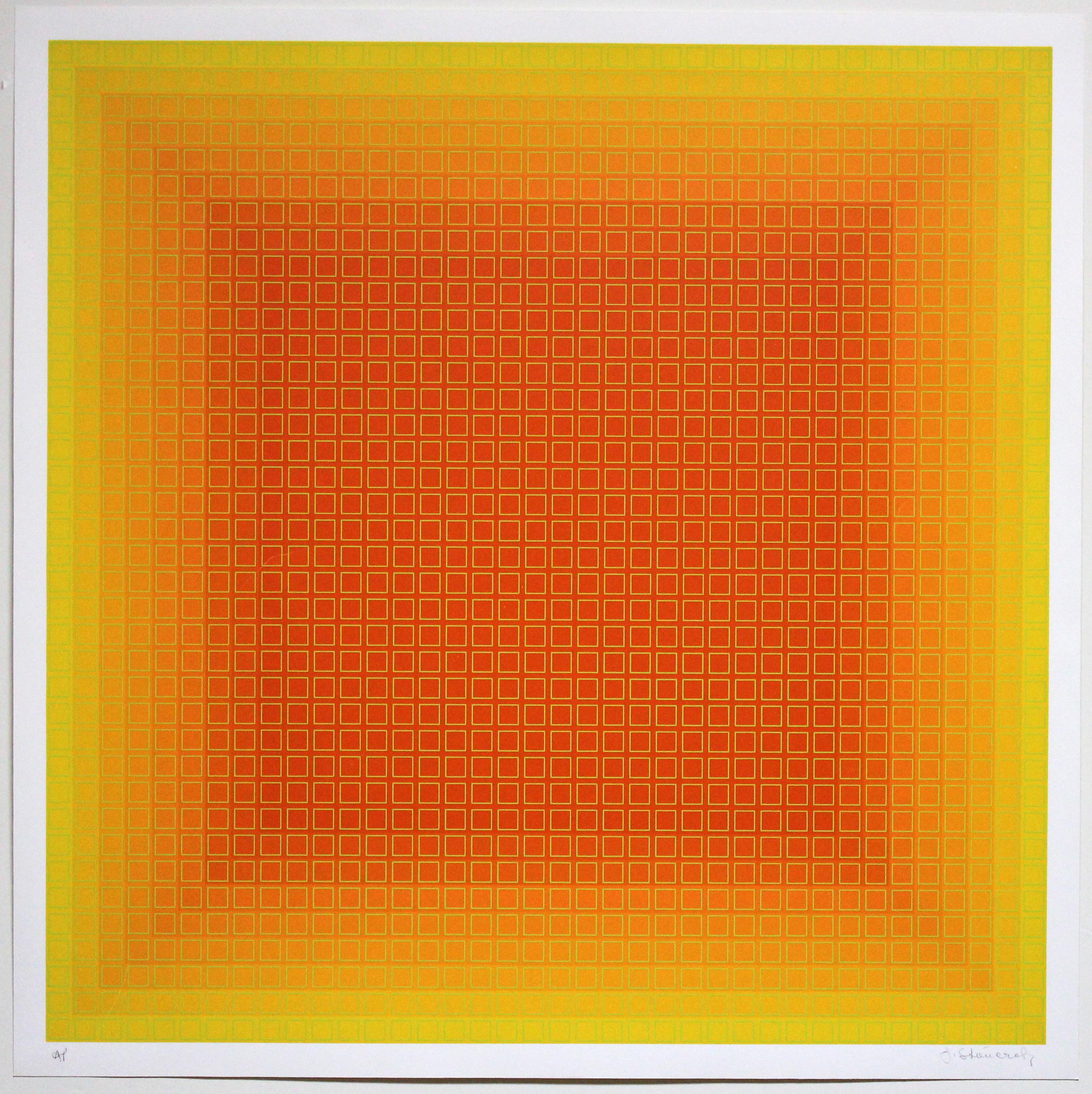 Julian Stanczak Abstract Print - Inward Yellow Filtration