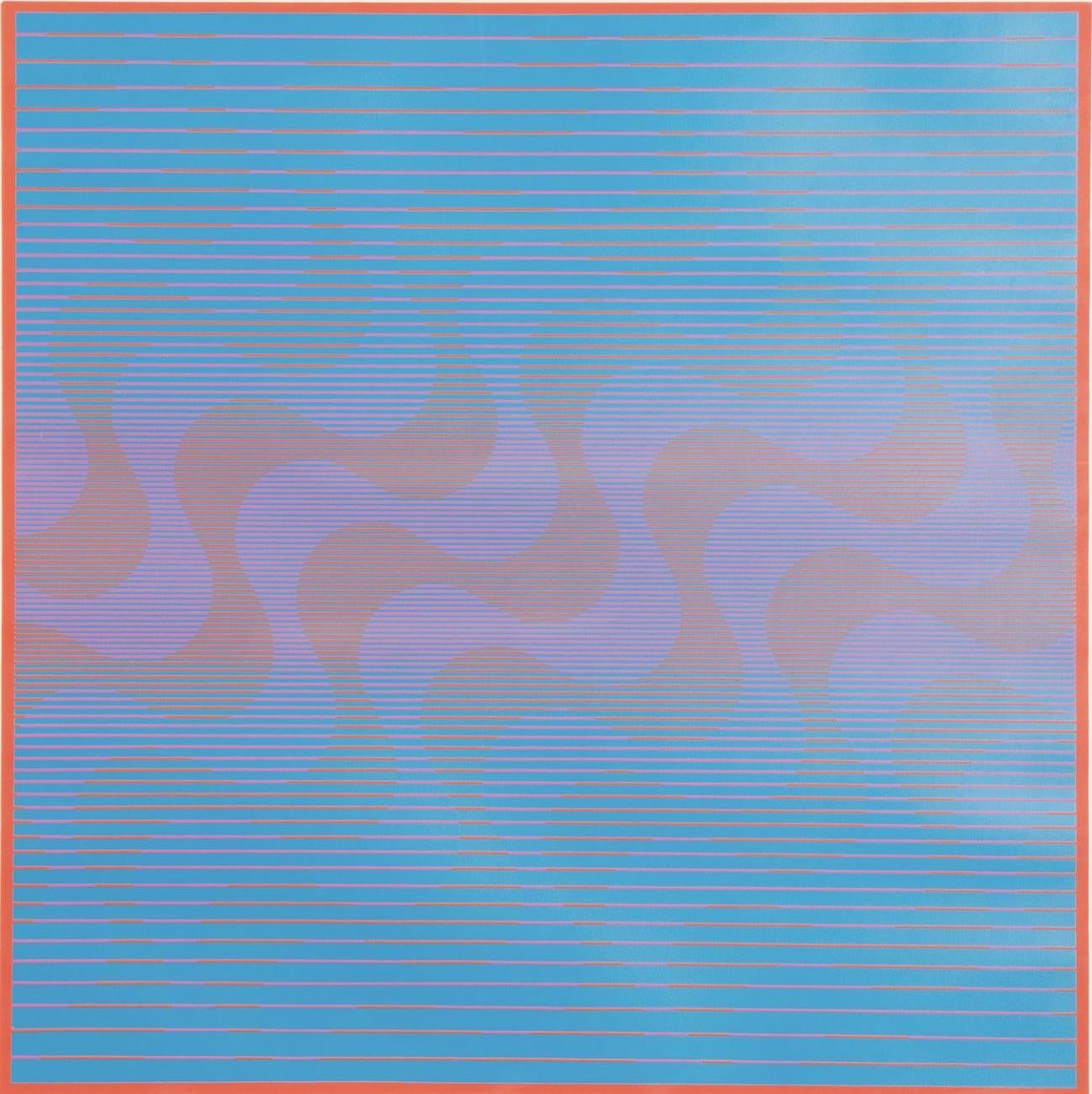 Julian Stanczak Sérigraphie Op Art Bleu en vente 1