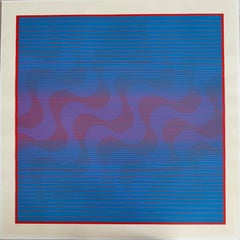 Julian Stanczak Blue Op Art Screen Print