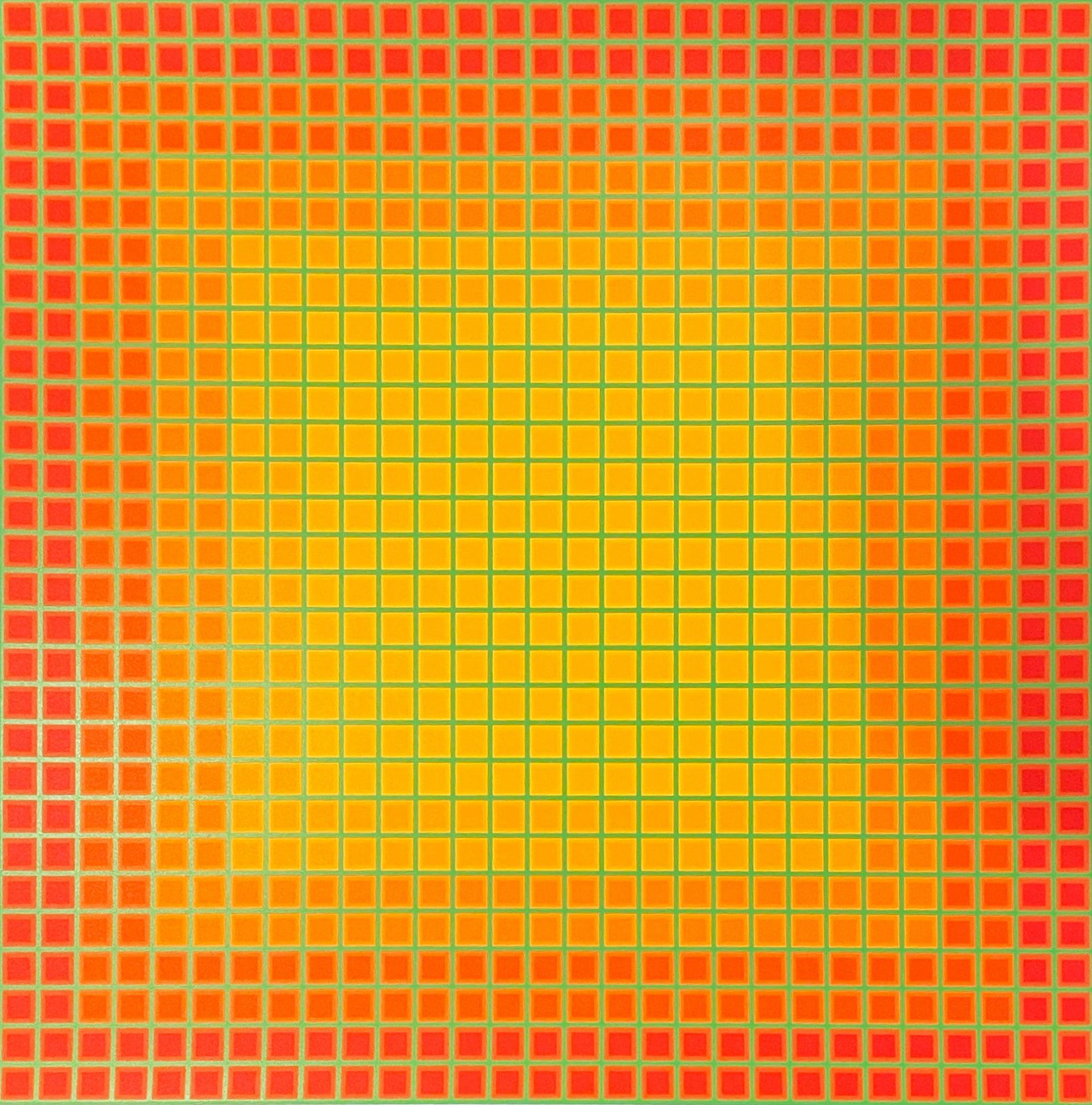 Julian Stanczak Abstract Print - Let It Be Orange