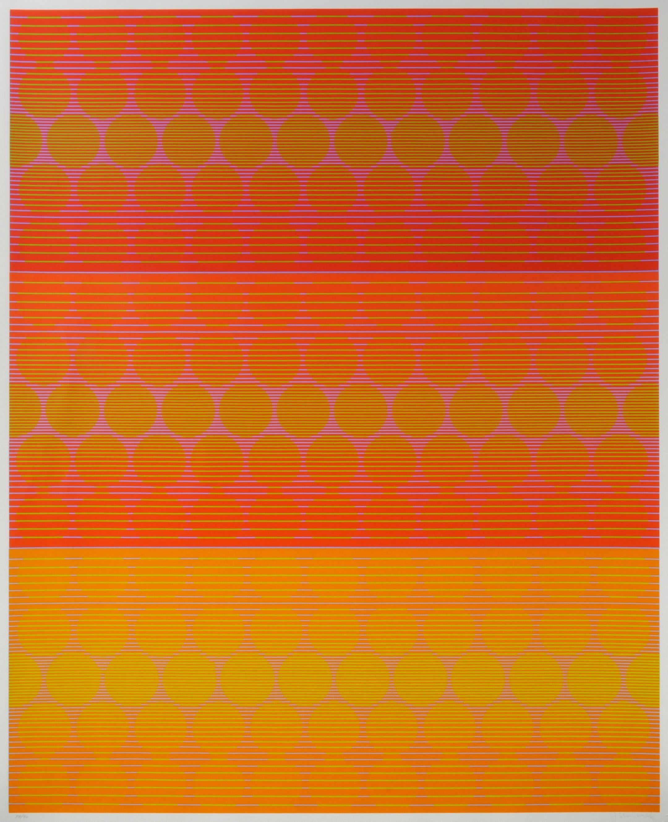 Julian Stanczak Abstract Print – Drei Vergleichbare Objekte
