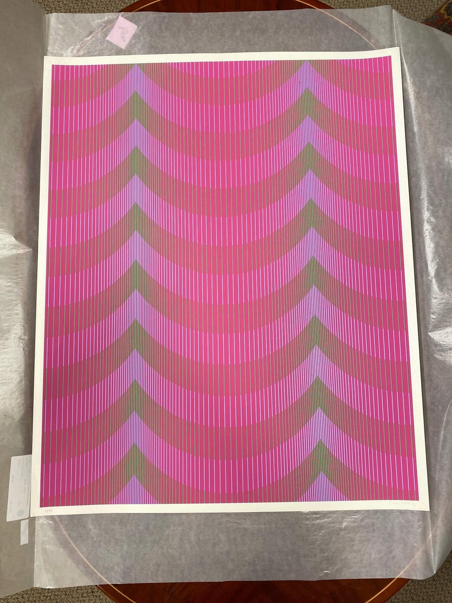 Veiled (en anglais) - Rose Abstract Print par Julian Stanczak
