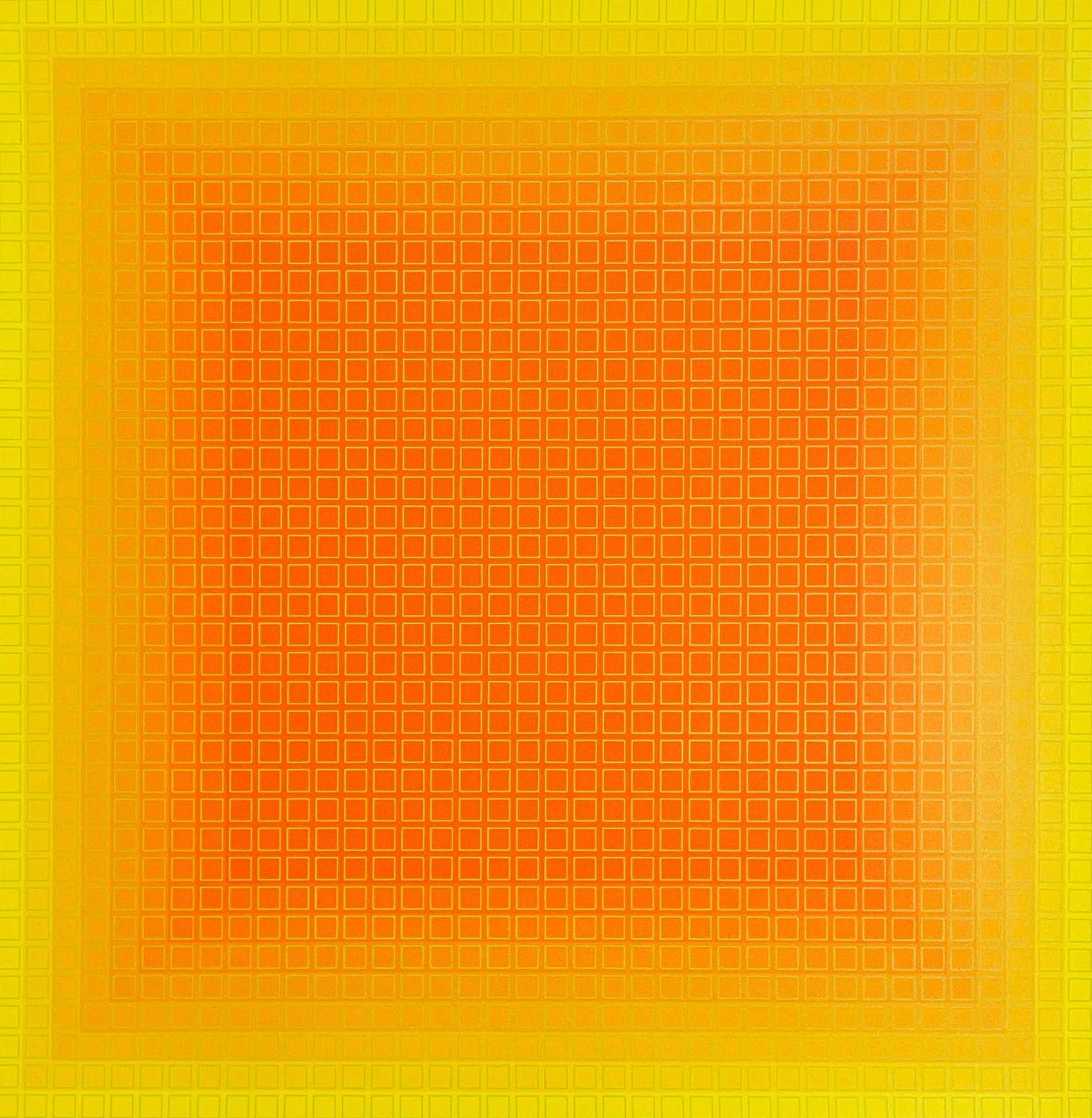 Yellow Filtration - Abstract Geometric Print by Julian Stanczak