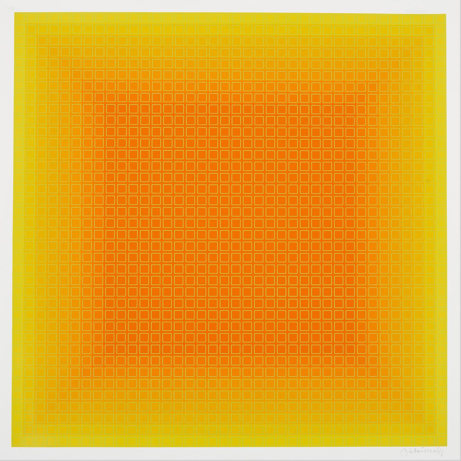 Yellow Filtration, Op Art Geometric Abstract Screenprint by Julian Stanczak