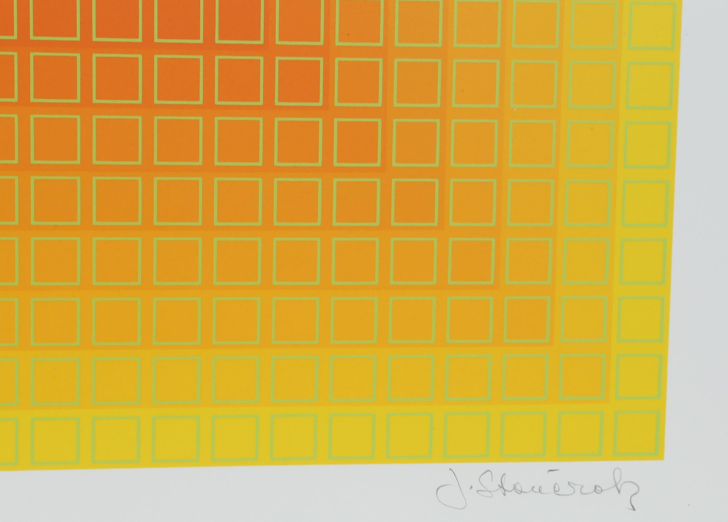 Filtration jaune, sérigraphie Op Art de Julian Stanczak en vente 1