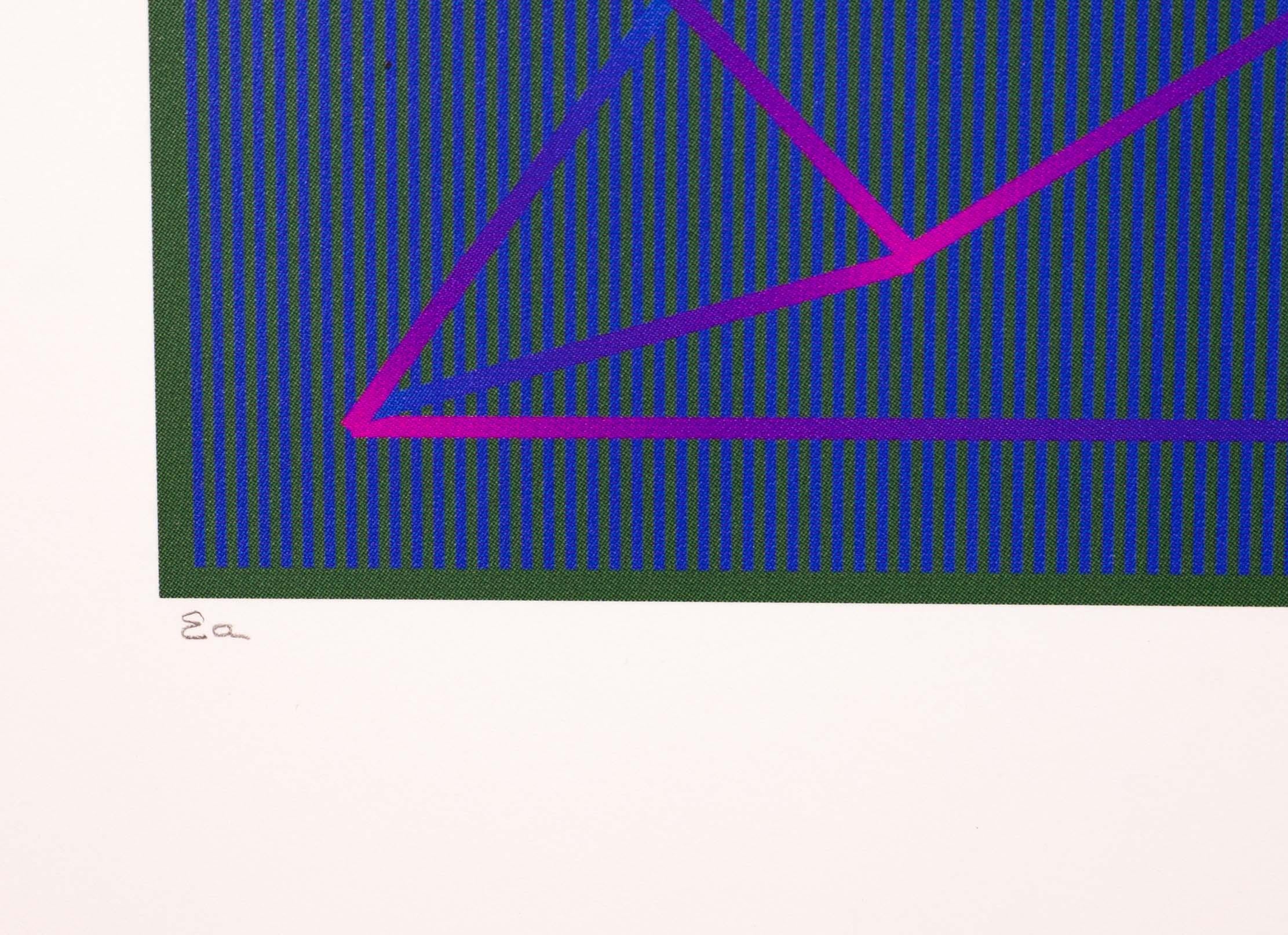Late 20th Century Julian Stanczak Lineal Embrace - Purple Signed Op Art Serigraph on Paper EA UF For Sale