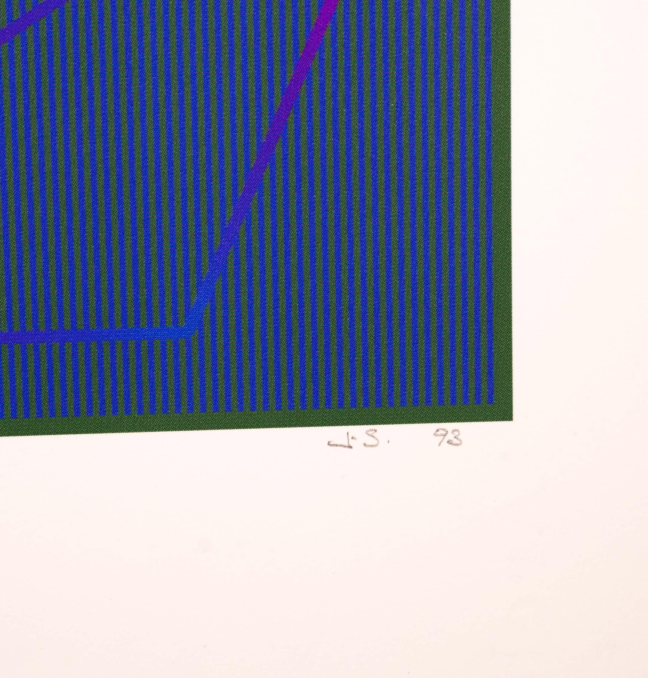 Julian Stanczak Lineal Embrace - Purple Signed Op Art Serigraph on Paper EA UF For Sale 1