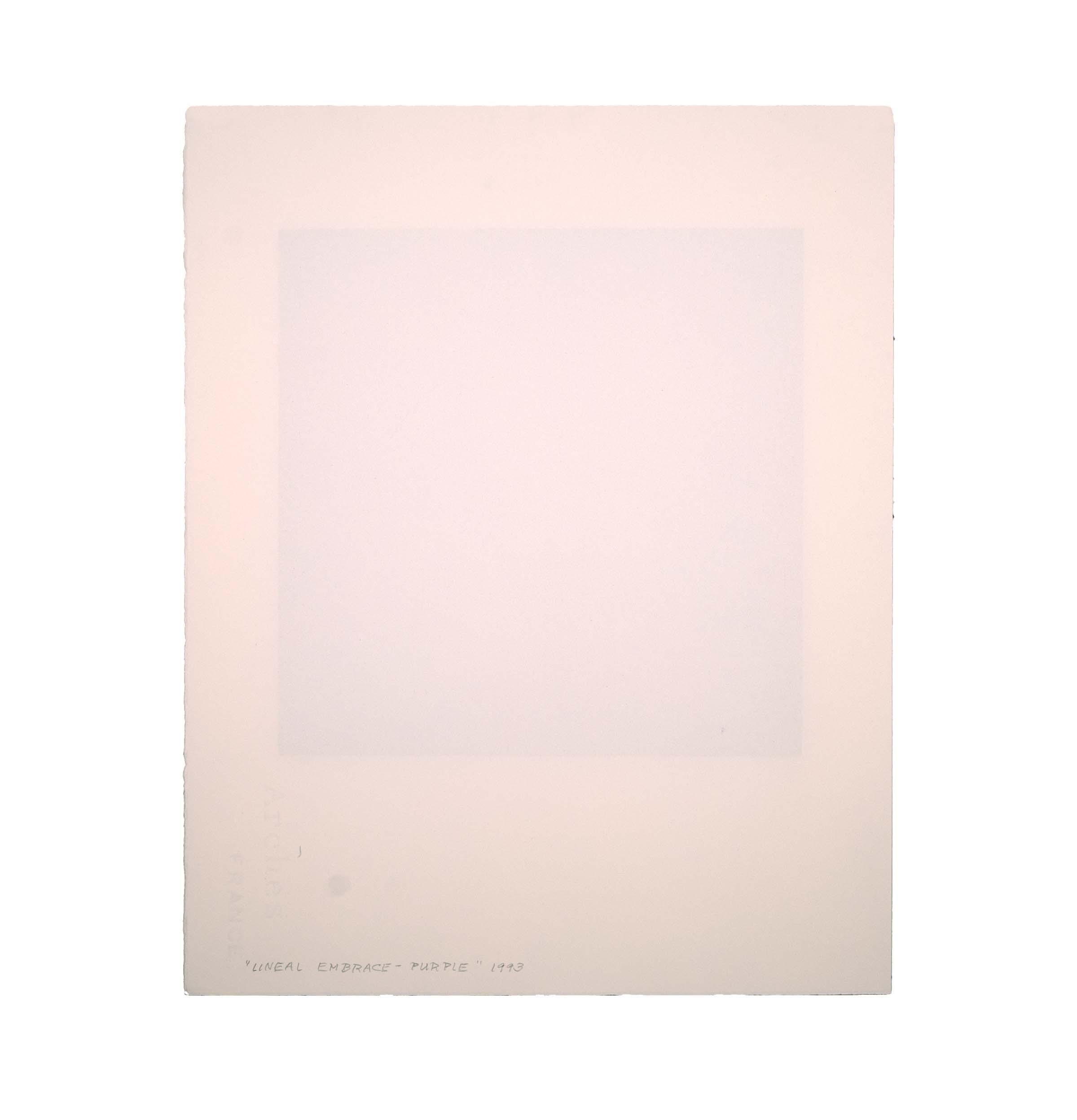 Julian Stanczak Lineal Embrace - Purple Signed Op Art Serigraph on Paper EA UF For Sale 2