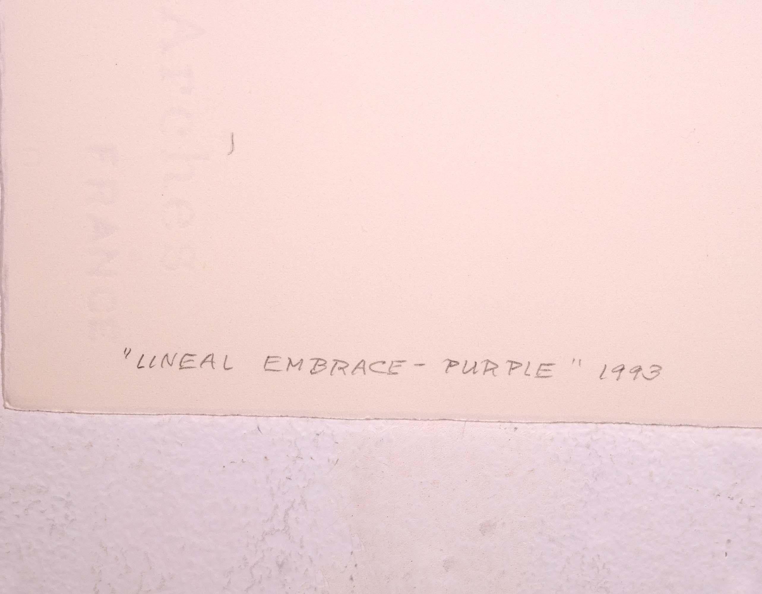 Julian Stanczak Lineal Embrace - Purple Signed Op Art Serigraph on Paper EA UF For Sale 3