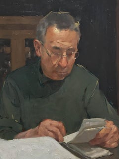 Double Checking the Numbers, 16 x 12 oil, Southwest Art, Realist
