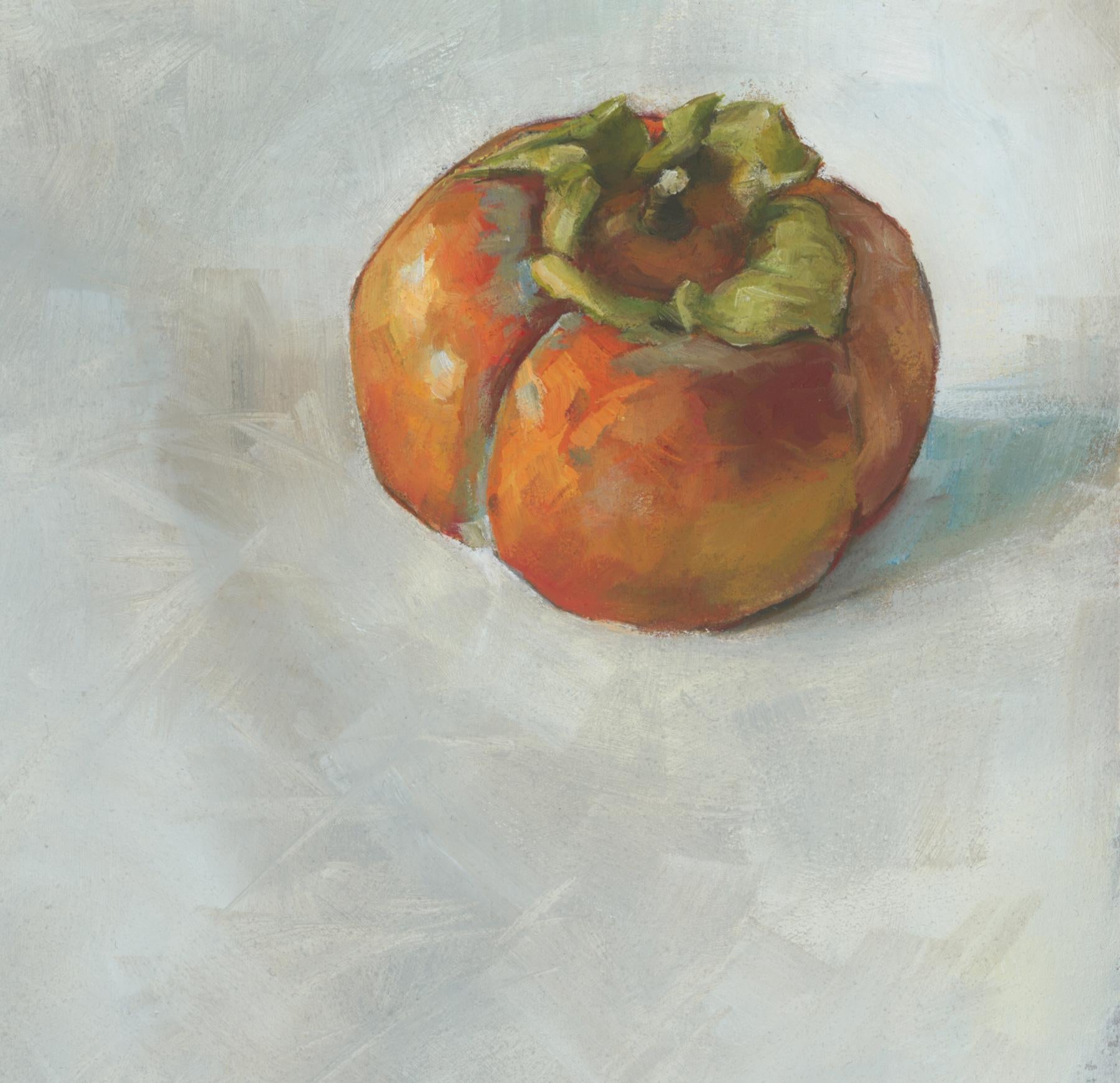 The Lone Persimmon, 8x10 oil on paper, Framed, Southwest Art Magazine, Free Ship - Painting by Julian Tejera