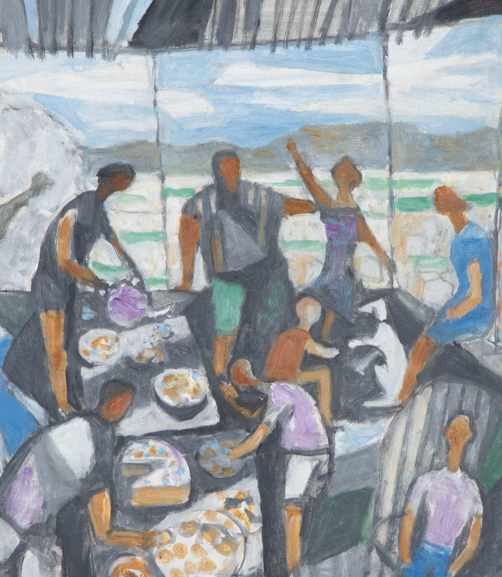Gemälde „Mediterraneanisches Fest“ von Julian Trevelyan, Öl auf Leinwand, 20. Jahrhundert im Zustand „Gut“ im Angebot in Gloucestershire, GB