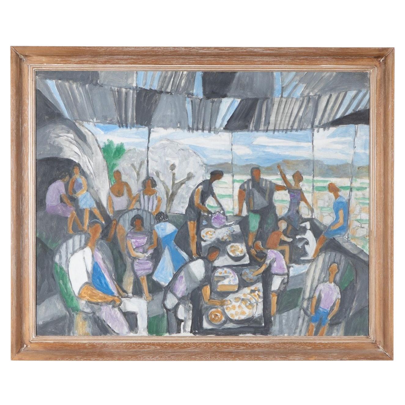 20th Century Oil on Canvas Painting 'Mediterranean Feast' by Julian Trevelyan