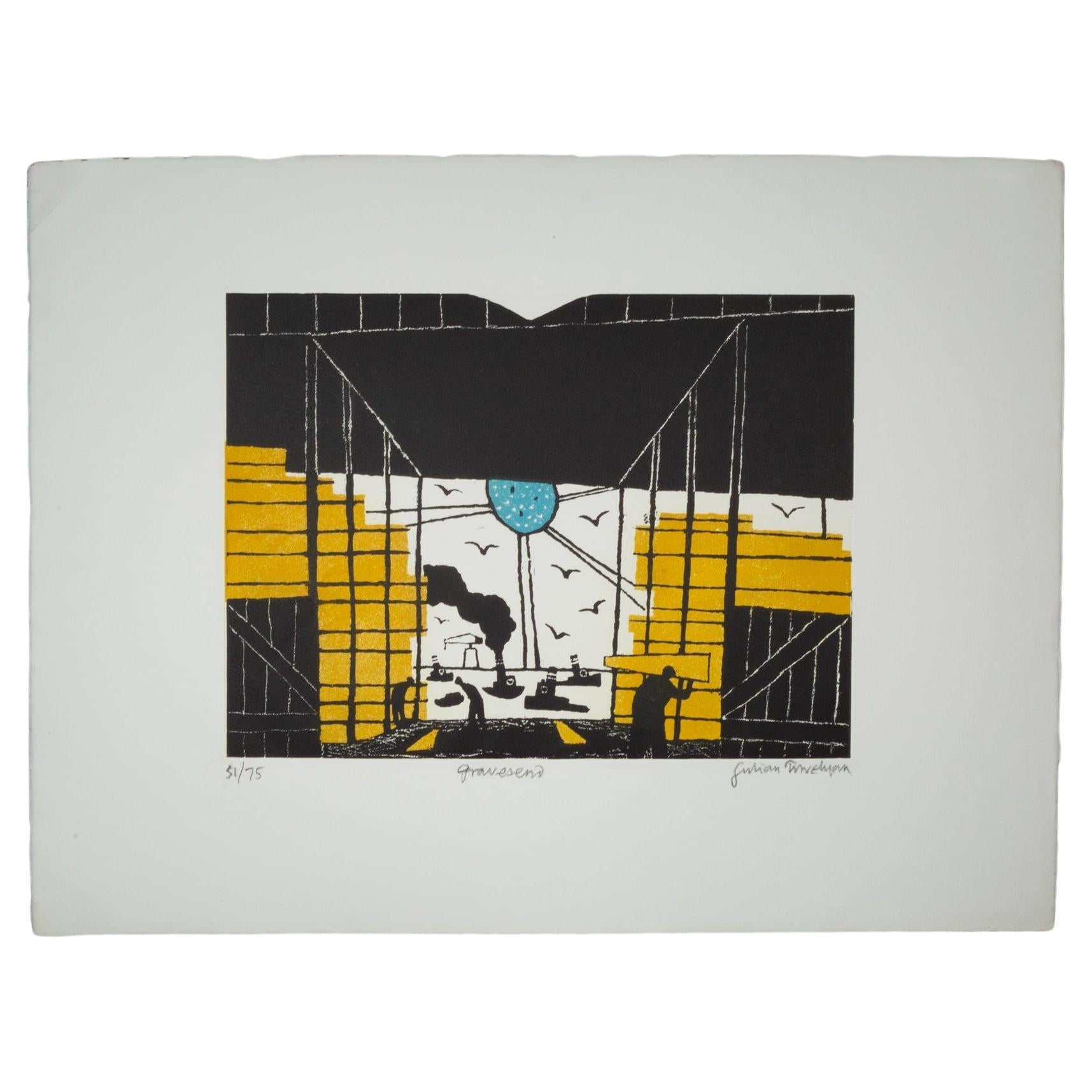 Julian Trevelyan, Gravesend, 51/75, signiert, Radierung, britische Kunst, 1969