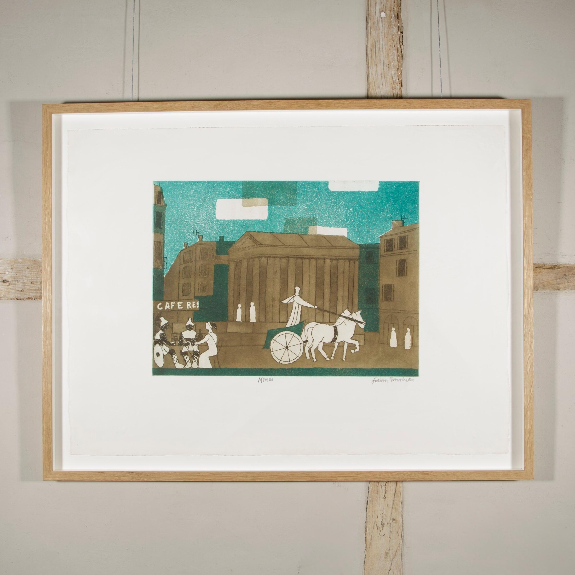 Nimes, acquaforte con acquatinta di Julian Trevelyan, 1972 in vendita 1