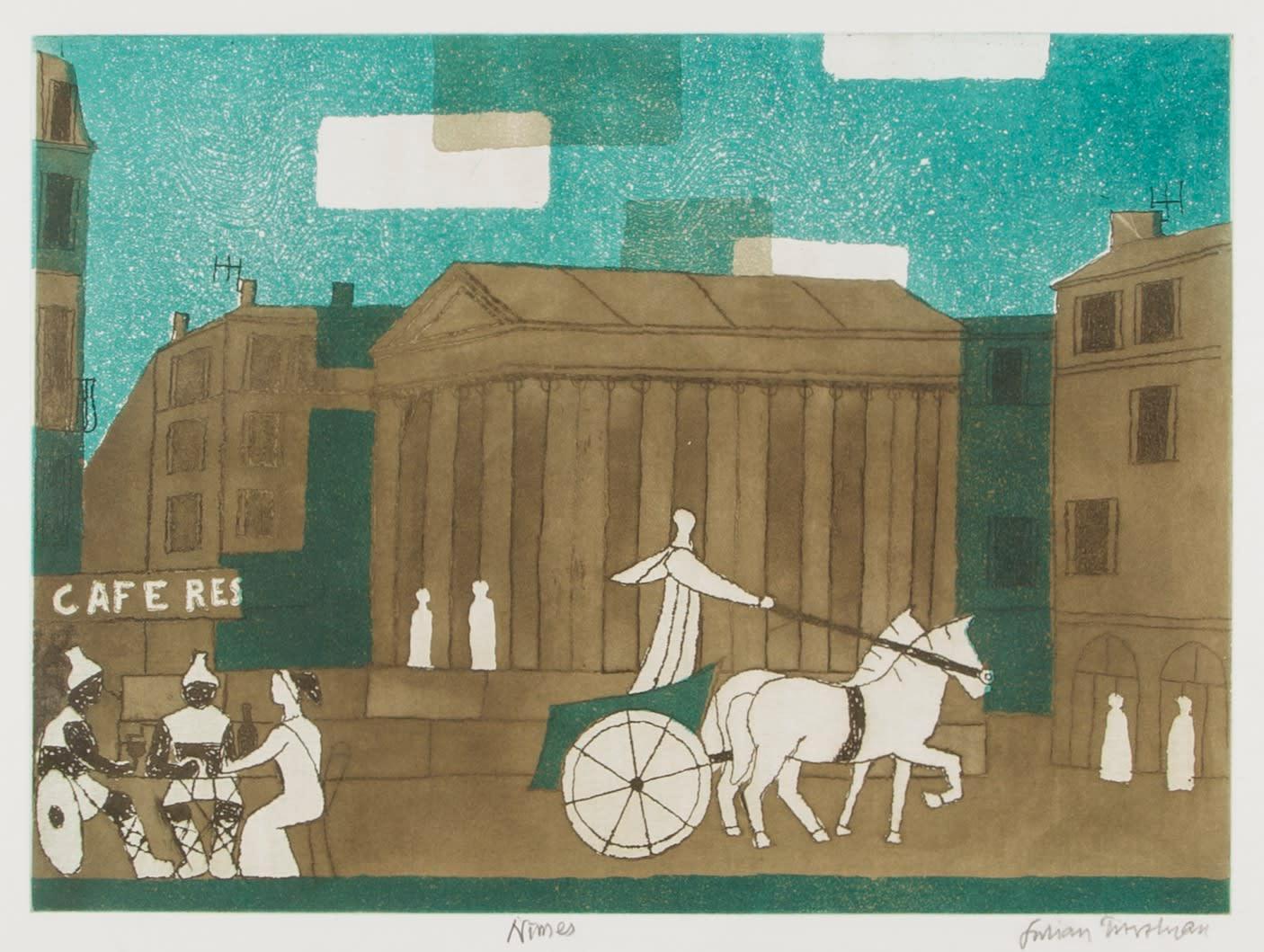 Nimes, acquaforte con acquatinta di Julian Trevelyan 1910-1988, 1972

Informazioni aggiuntive:
Mezzo: Acquaforte con acquatinta
24 x 30 pollici
61 x 76,2 cm
Firmato e intitolato a matita

Pubblicato da Waddington Graphics, Londra. Collection'S,