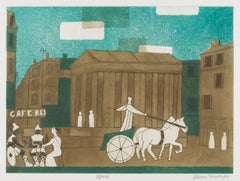 Nimes, acquaforte con acquatinta di Julian Trevelyan, 1972