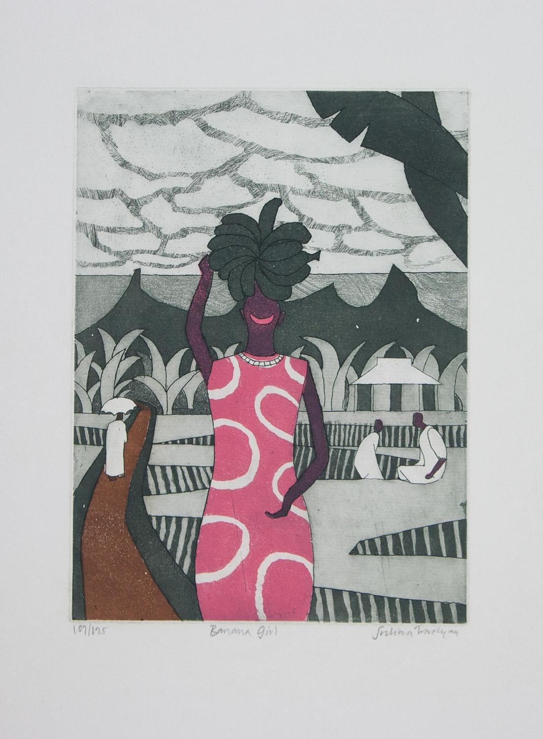 Banana Girl by Julian Trevelyan original  limited edition aquatint etching 1966