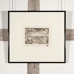 Paisaje de ensueño - Grabado monocromo surrealista Trevelyan