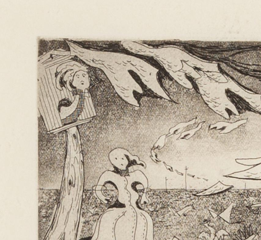 Dream Landscape - Trevelyan Surrealist Monochrome Etching Print For Sale 1