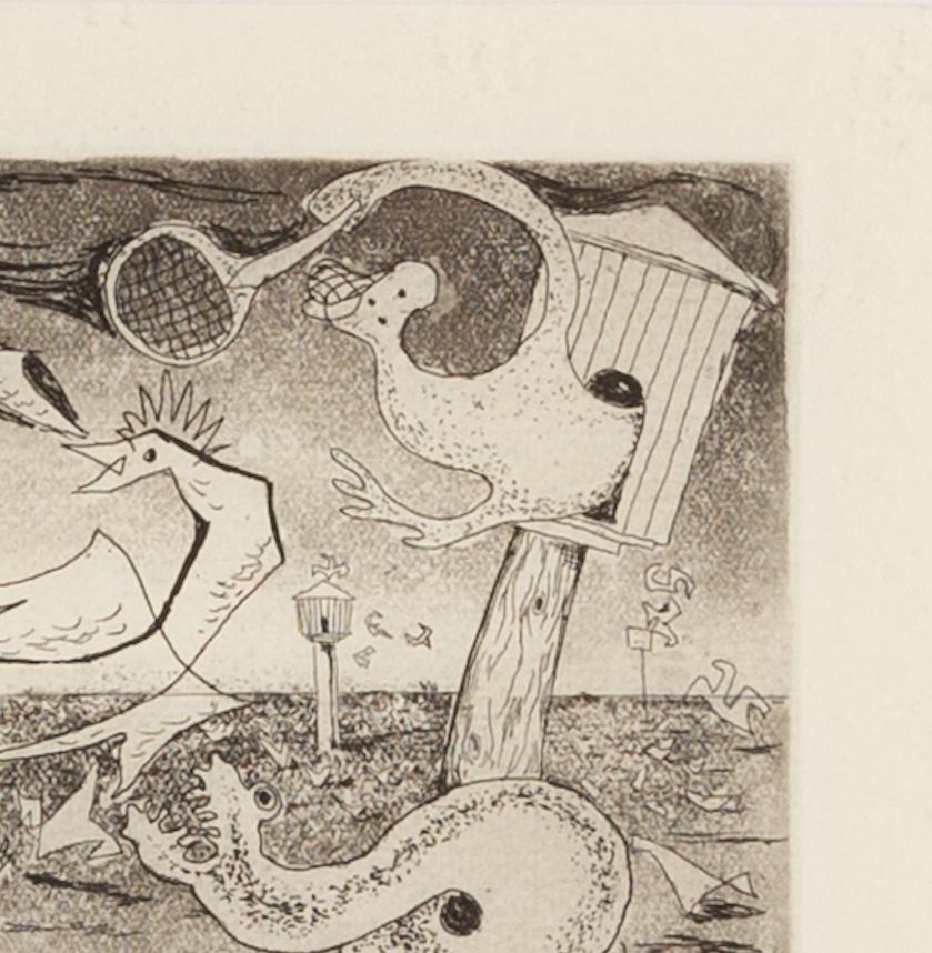 Dream Landscape - Trevelyan Surrealist Monochrome Etching Print For Sale 2