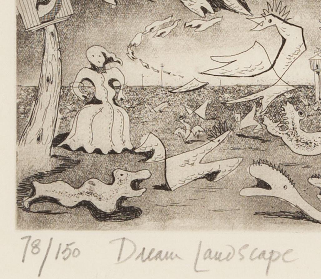 Dream Landscape - Trevelyan Surrealist Monochrome Etching Print For Sale 4