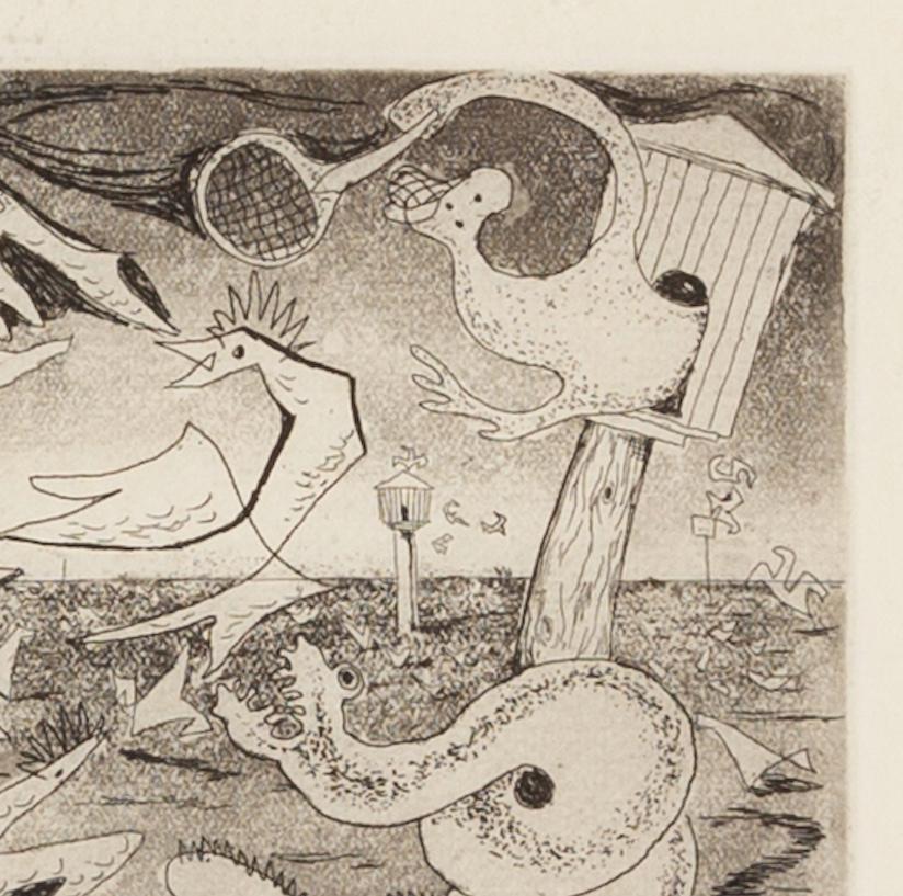 Dream Landscape - Trevelyan Surrealist Monochrome Etching Print For Sale 5